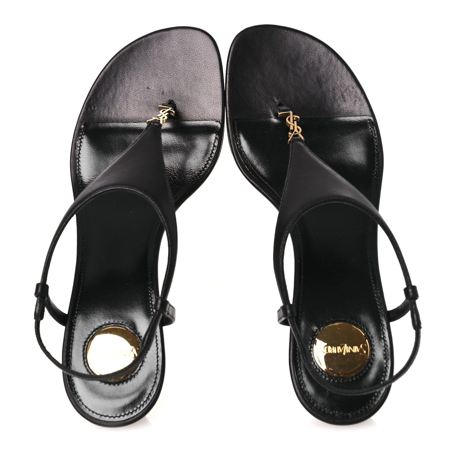 Saint Laurent Nappa Cassandra Monogram Bridget 40 Wedge Sandals 36 Black 2 of 10