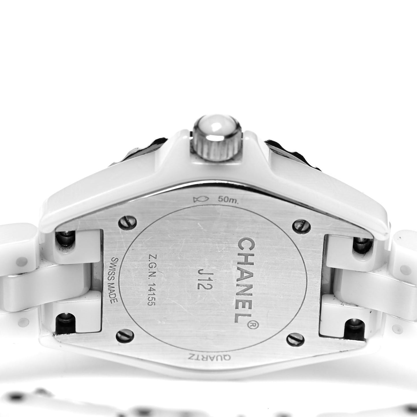 Stainless Steel Ceramic Diamond Bezel 29mm J12 Quartz Watch White