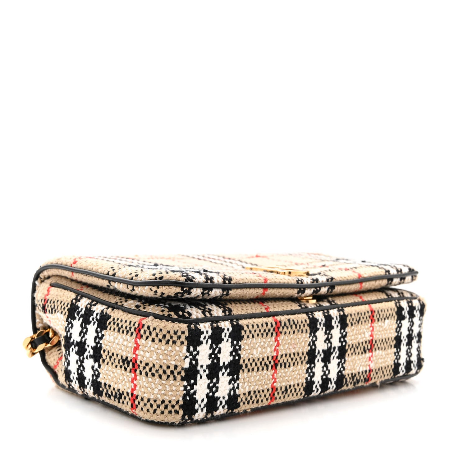 Calfskin Boucle Check Small Lola Chain Bag Archive Beige