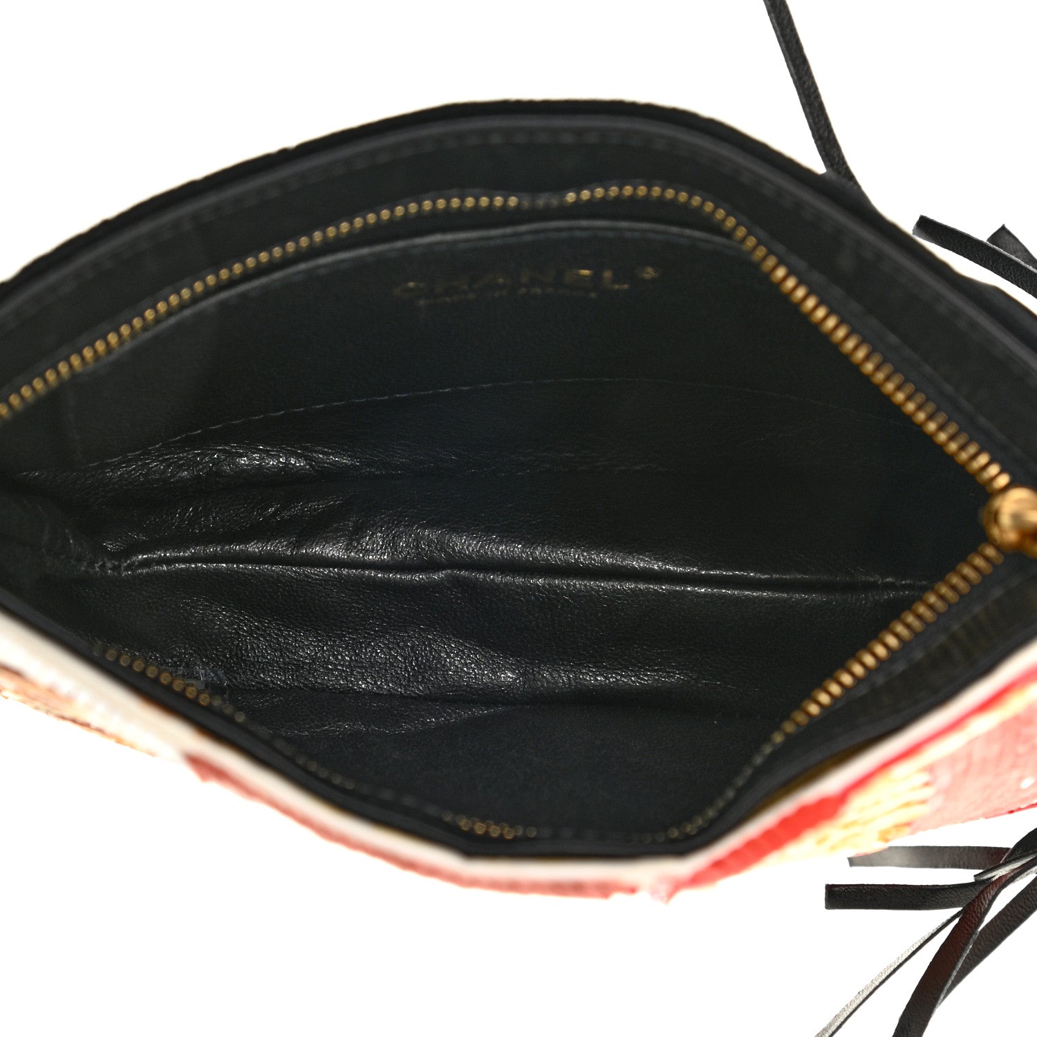 Chanel Velvet Sequin Beaded Tassel Clutch Black 5 of 9