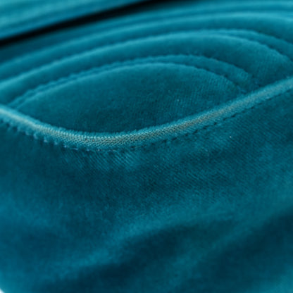Gucci Velvet Matelasse Small GG Marmont Shoulder Bag Pavone Cyan 8 of 28