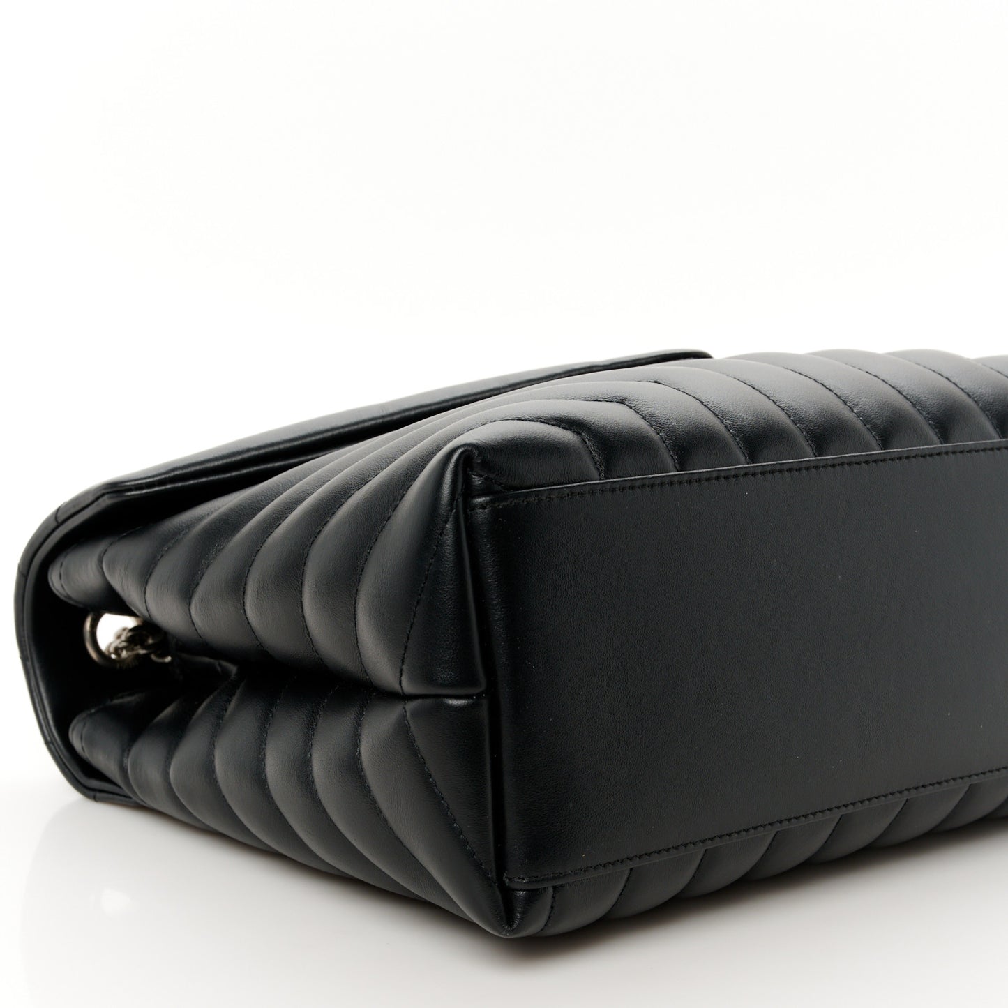 Calfskin Y Quilted Monogram Medium Loulou Chain Satchel Black