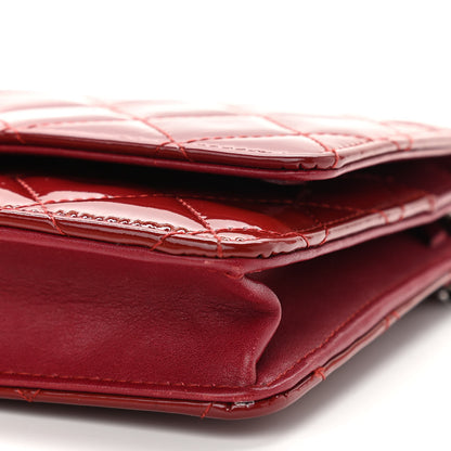 Chanel Patent Quilted Wallet On Chain WOC Red 11 of 14