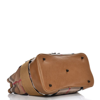 Burberry Canvas House Check Parsons Shoulder Bag Saddle Brown 4 of 10
