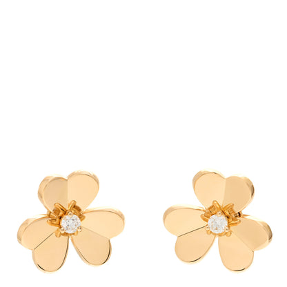 Van Cleef & Arpels 18K Yellow Gold Diamond Small Frivole Earrings 1 of 5