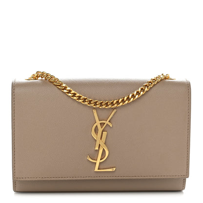 Saint Laurent Grain De Poudre Small Monogram Kate Satchel Dark Beige 1 of 13