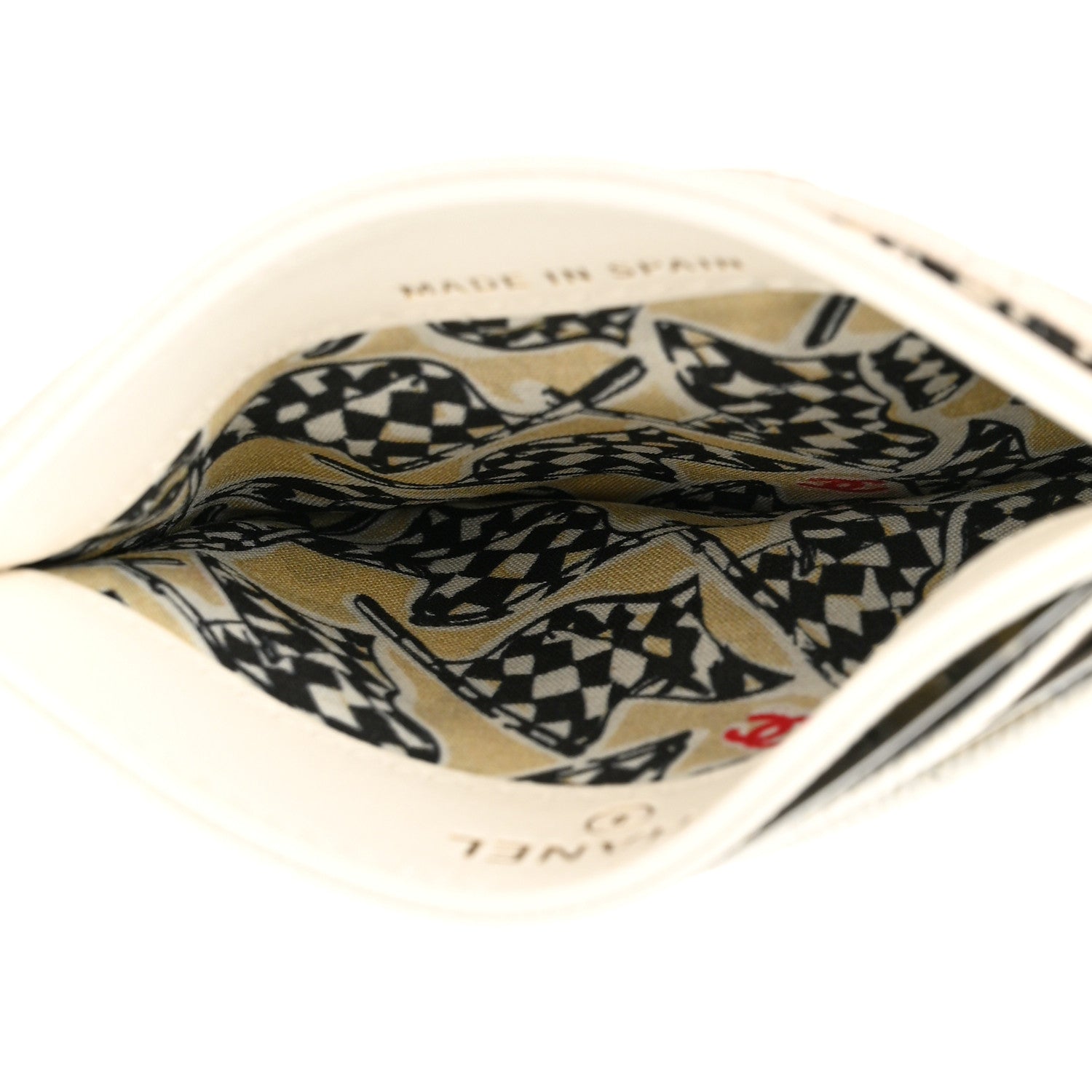 Chanel Caviar Metal Quilted Striated CC Card Holder White 5 of 9
