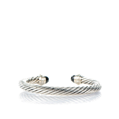 David Yurman Sterling Silver 14K Yellow Gold Black Onyx 7mm Cable Classics Bracelet 3 of 5