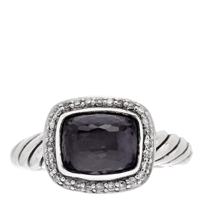David Yurman Sterling Silver Diamond Black Orchid 10mm Noblesse Ring 56 7.5 2 of 6