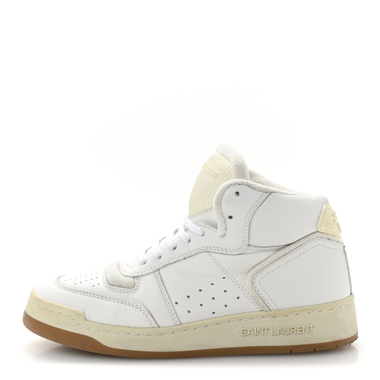 Saint Laurent Calfskin Womens SL/80 Mid Top Sneakers 37.5 Optic White 1 of 10