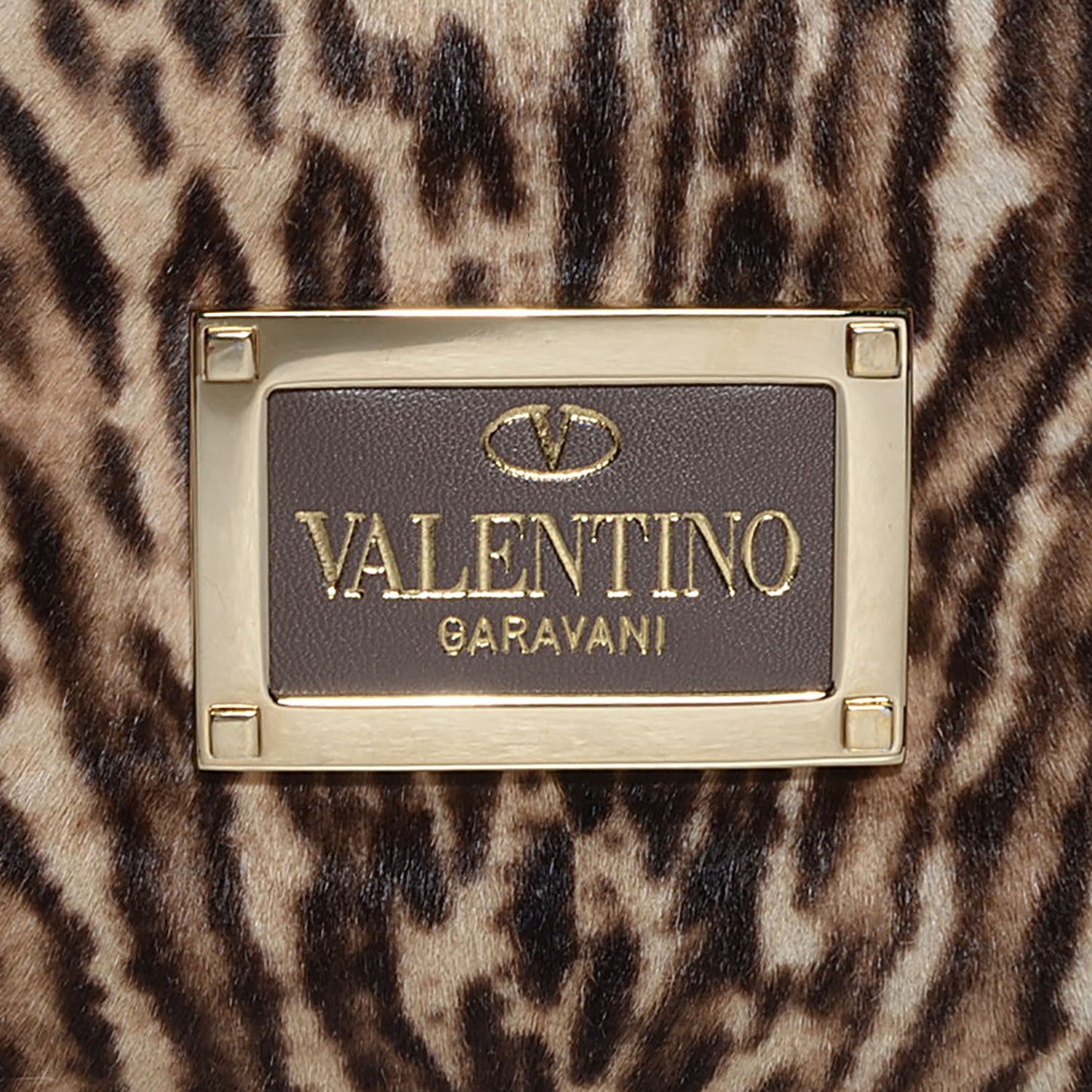 Calf Hair Cavallino Animal Rockstud Dome Satchel Leopard