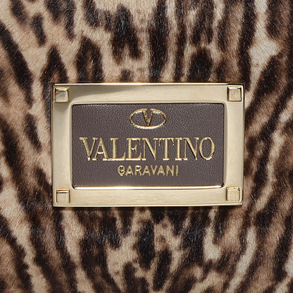 Valentino Garavani Calf Hair Cavallino Animal Rockstud Dome Satchel Leopard 9 of 9
