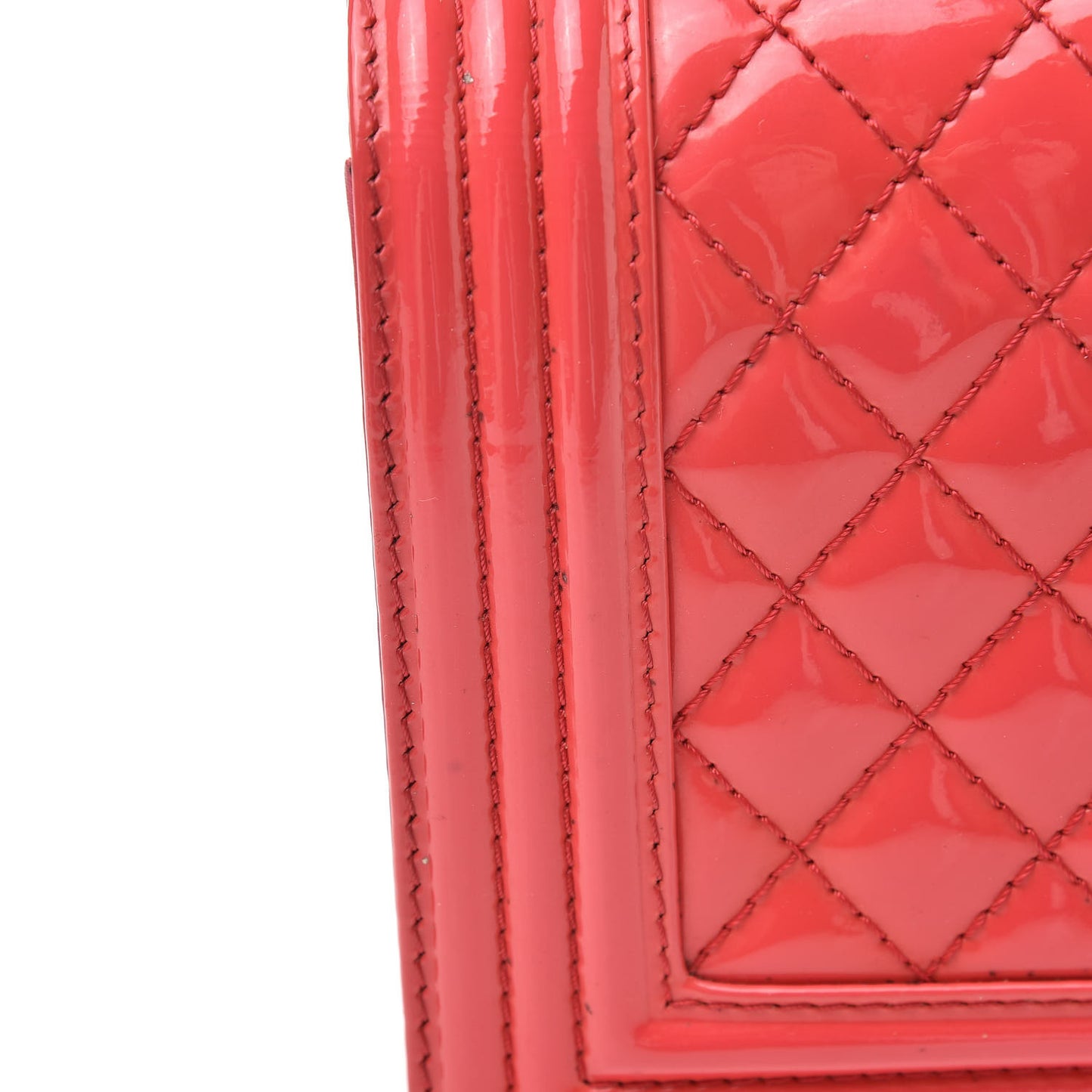 Patent Calfskin Enamel Quilted Medium Boy Flap Dark Pink