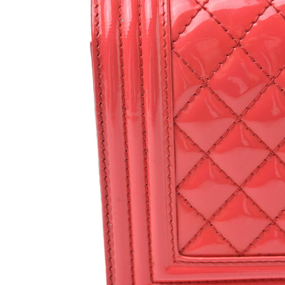 Chanel Patent Calfskin Enamel Quilted Medium Boy Flap Dark Pink 14 of 16