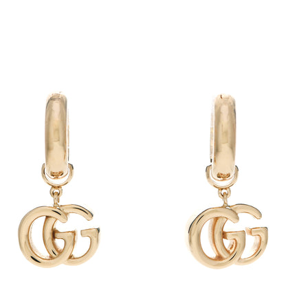 Gucci 18K Yellow Gold Running G Drop Hoop Earrings 1 of 5