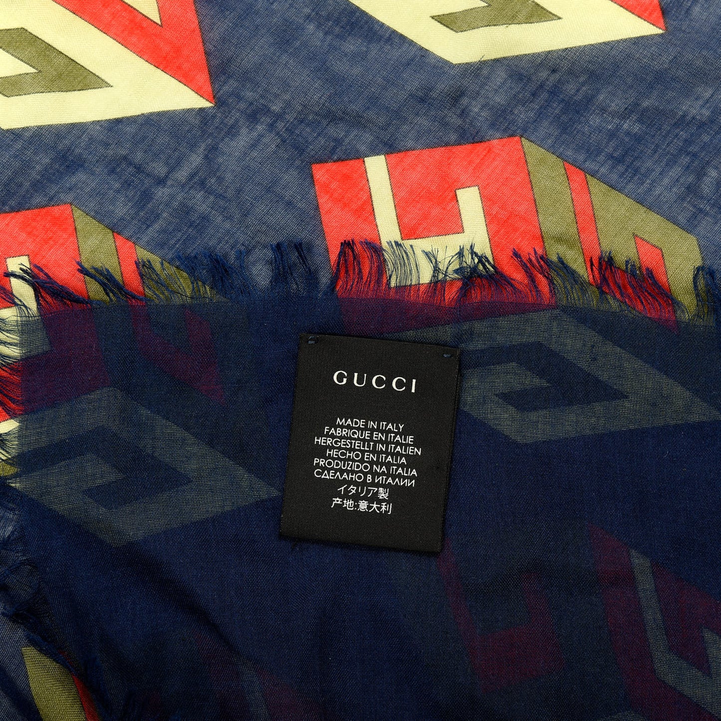 Modal Silk Big Gucci Cubo Square Scarf Navy Light Green