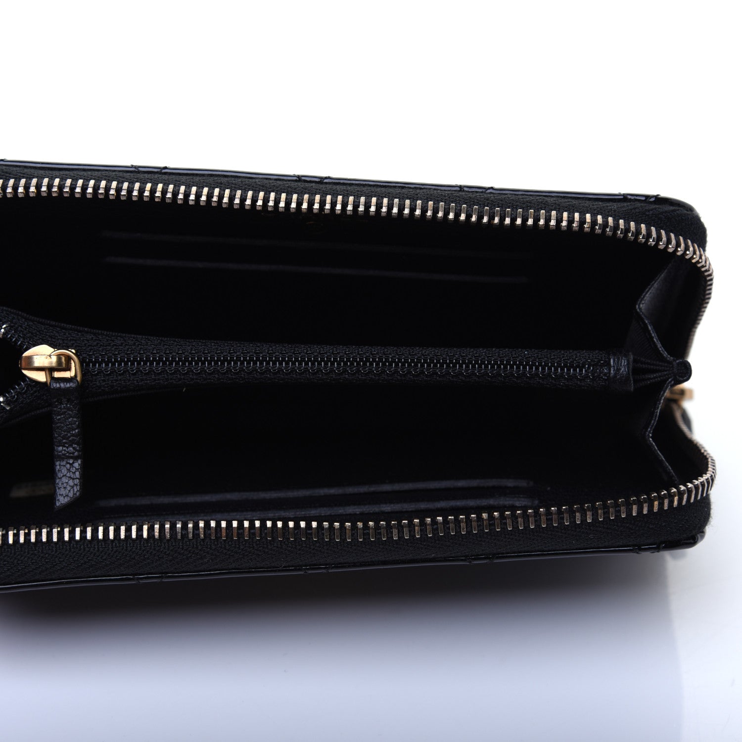 Chanel Patent Quilted Small Zip Around Wallet Black 5 of 12