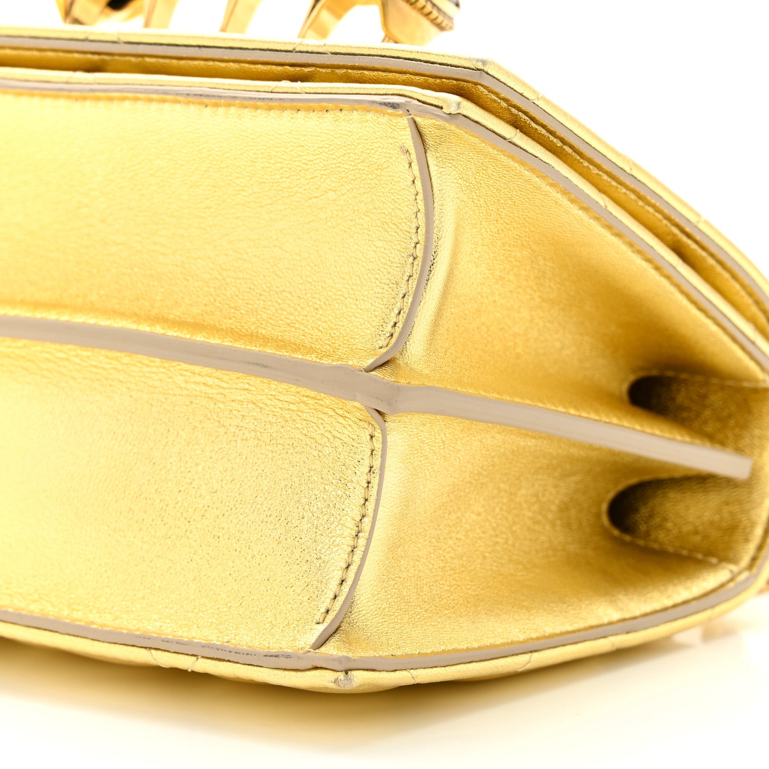 Alexander McQueen Metallic Calfskin Quilted Knuckle Shoulder Bag Gold 9 of 20