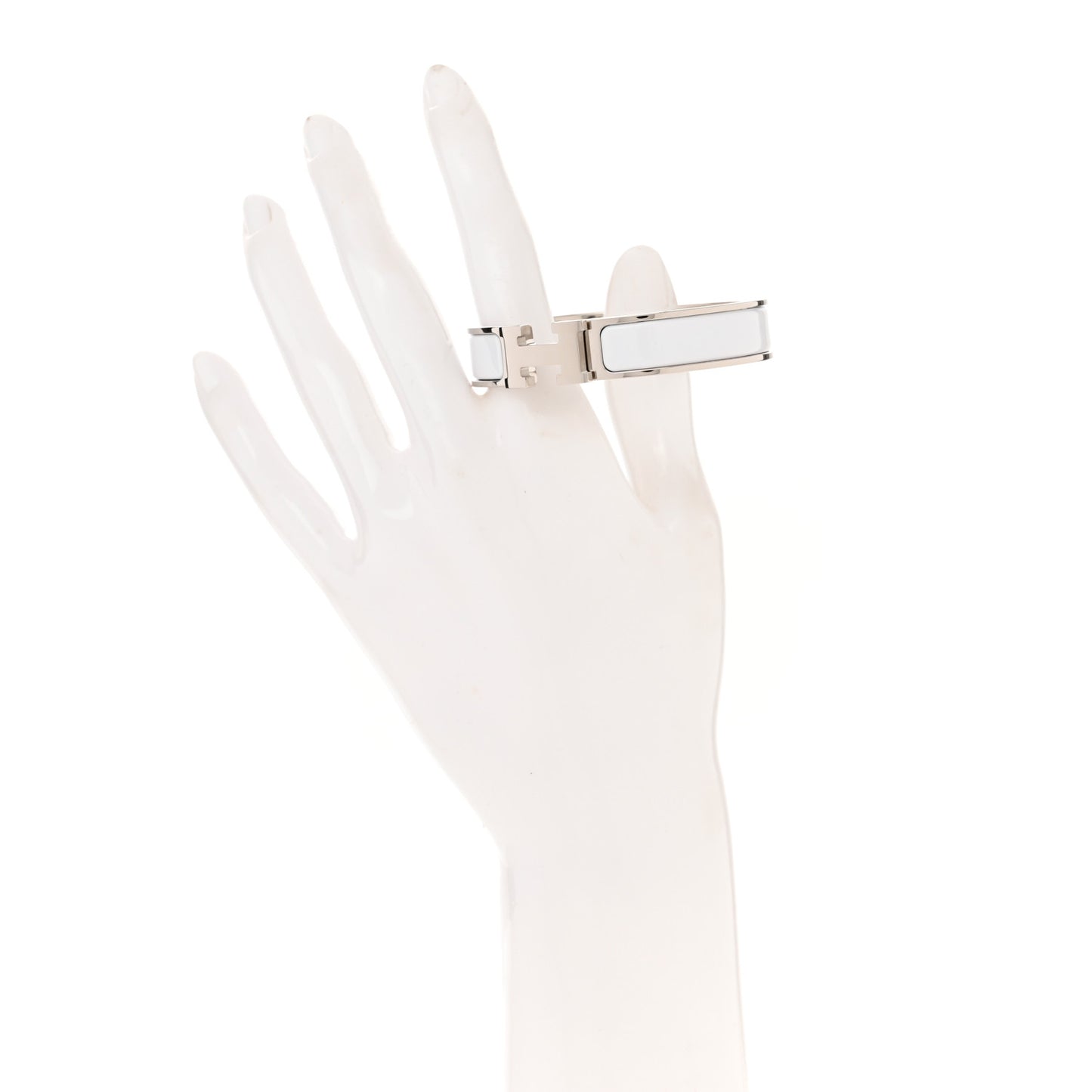 Enamel Narrow Clic Clac H Bracelet PM White