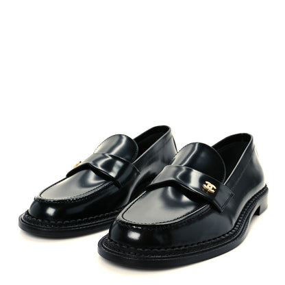 Chanel Shiny Calfskin Pearl CC Loafers 39.5 Black 4 of 9