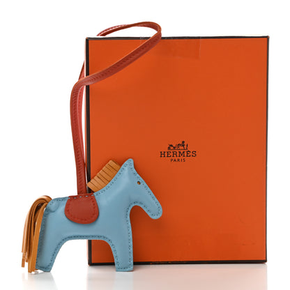Hermes Milo Lambskin Grigri Rodeo Horse Bag Charm PM Celeste Naturel Bouton D'Or Cornaline 6 of 6