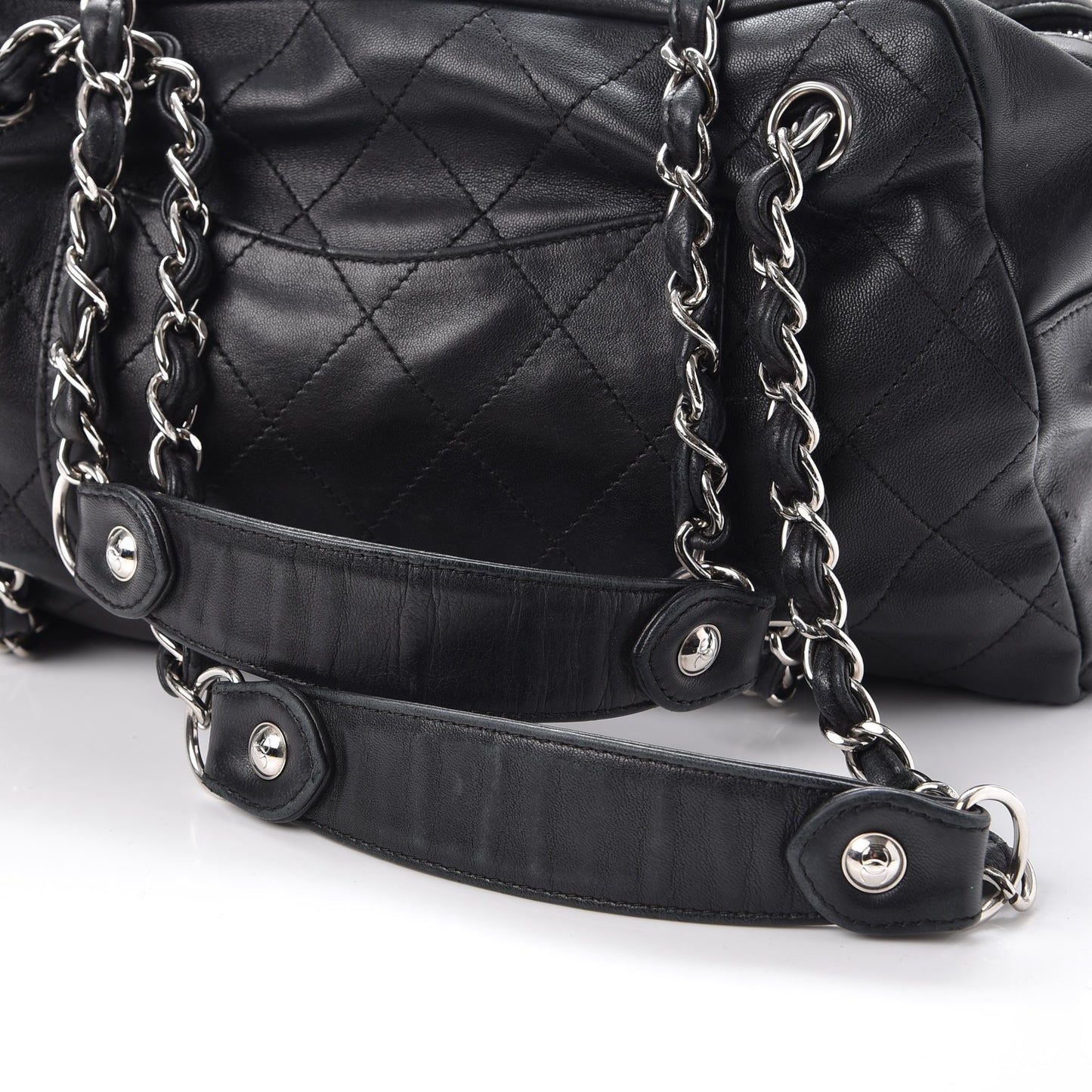 Lambskin Quilted Small Camera Case Black