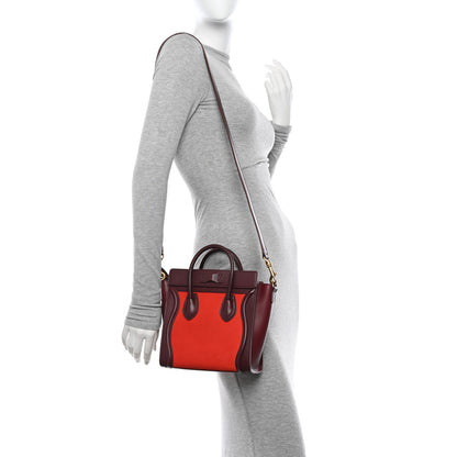 Celine Baby Grained Calfskin Nubuck Nano Tri-Color Luggage Vermillion 2 of 10
