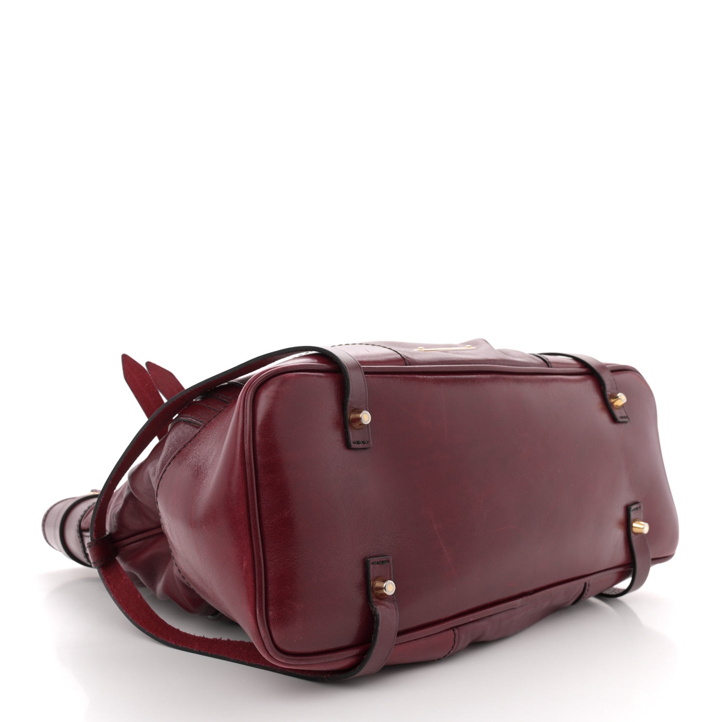 Lambskin Whipstitch Medium Tote Burgundy