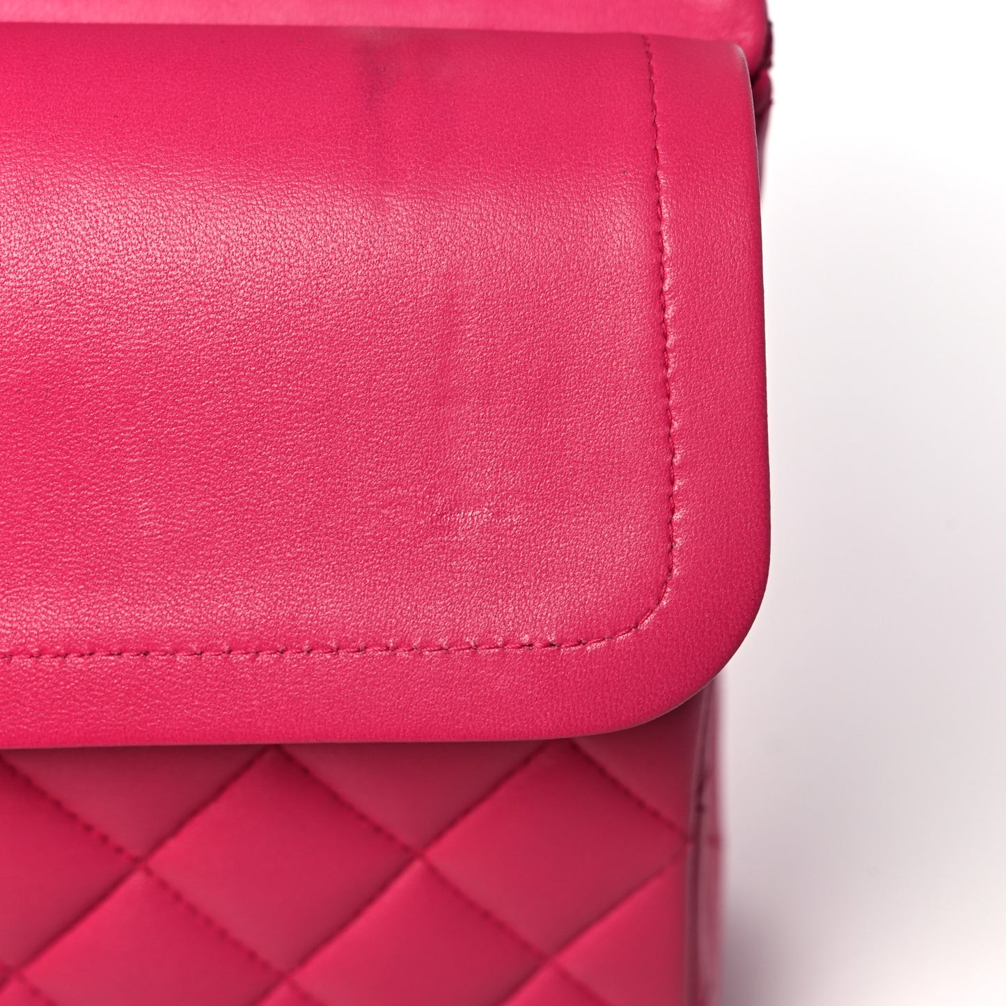 Lambskin Quilted Medium Double Flap Dark Pink