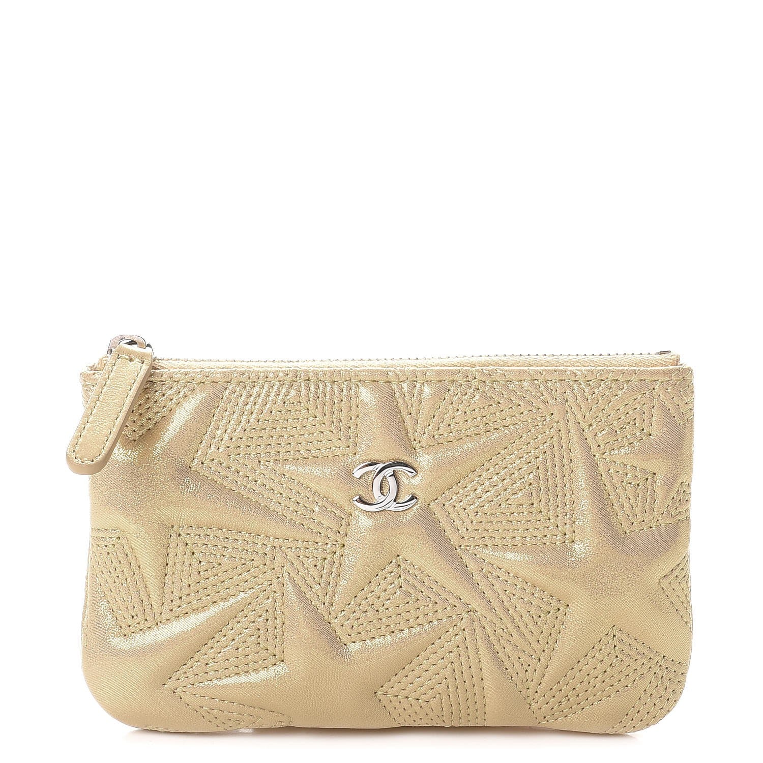 Chanel Metallic Lambskin Star Embossed Coin Purse Case Gold 1 of 8