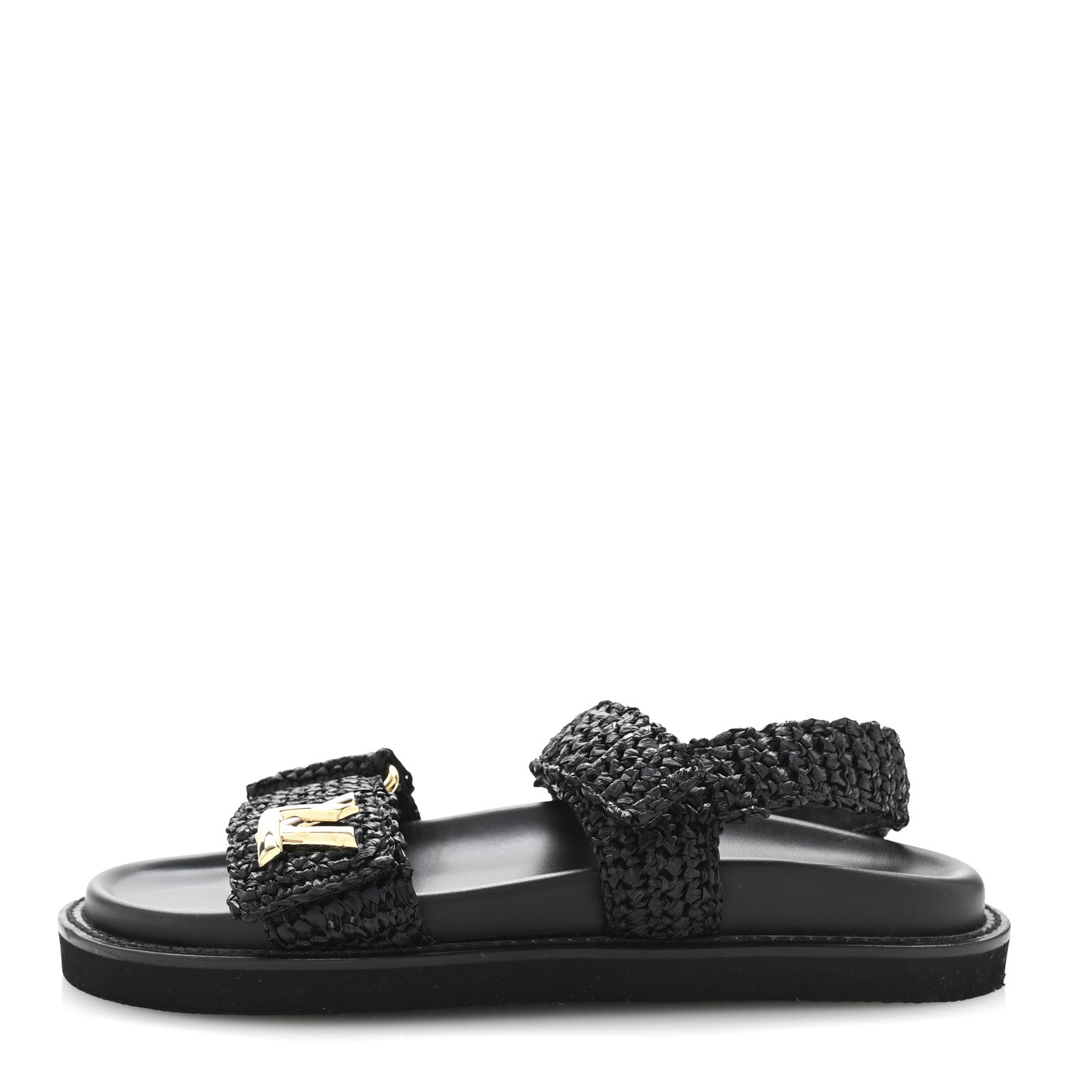 Louis Vuitton Raffia Sunset Comfort Flat Sandals 36.5 Black 1 of 9
