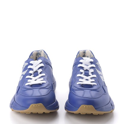 Gucci X MLB Calfskin NY Yankees Mens Rhyton Sneakers 10.5 Electric Blue 2 of 7