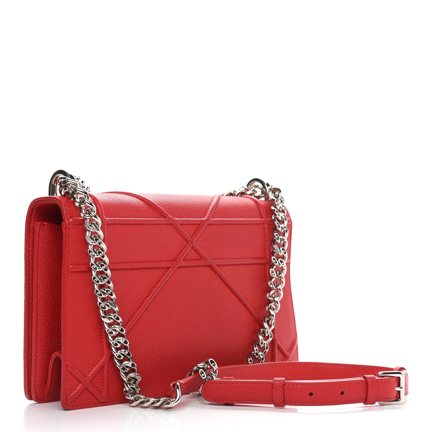 Grained Calfskin Medium Diorama Flap Bag Red