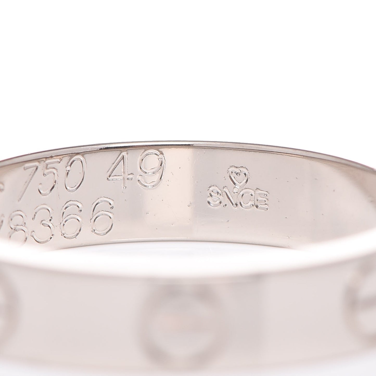18K White Gold 3.5mm LOVE Wedding Band Ring 49 4.75