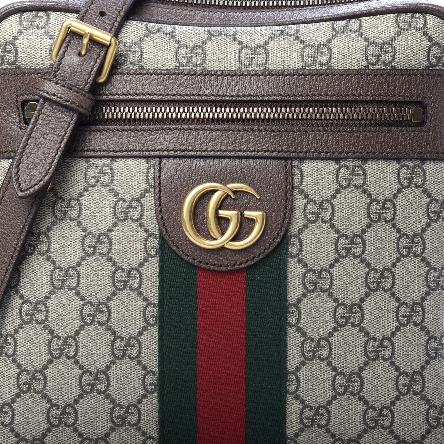 GG Supreme Monogram Web Small Ophidia Messenger Bag Brown
