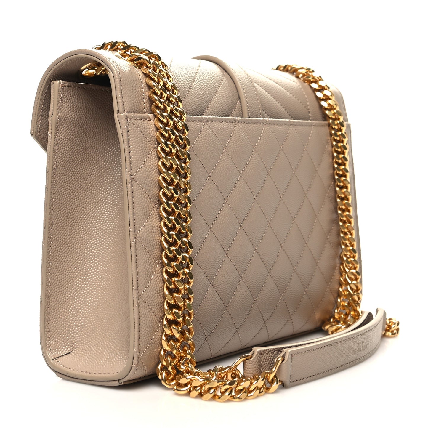 Grain De Poudre Textured Mixed Matelasse Medium Triquilt Monogram Satchel Dark Beige