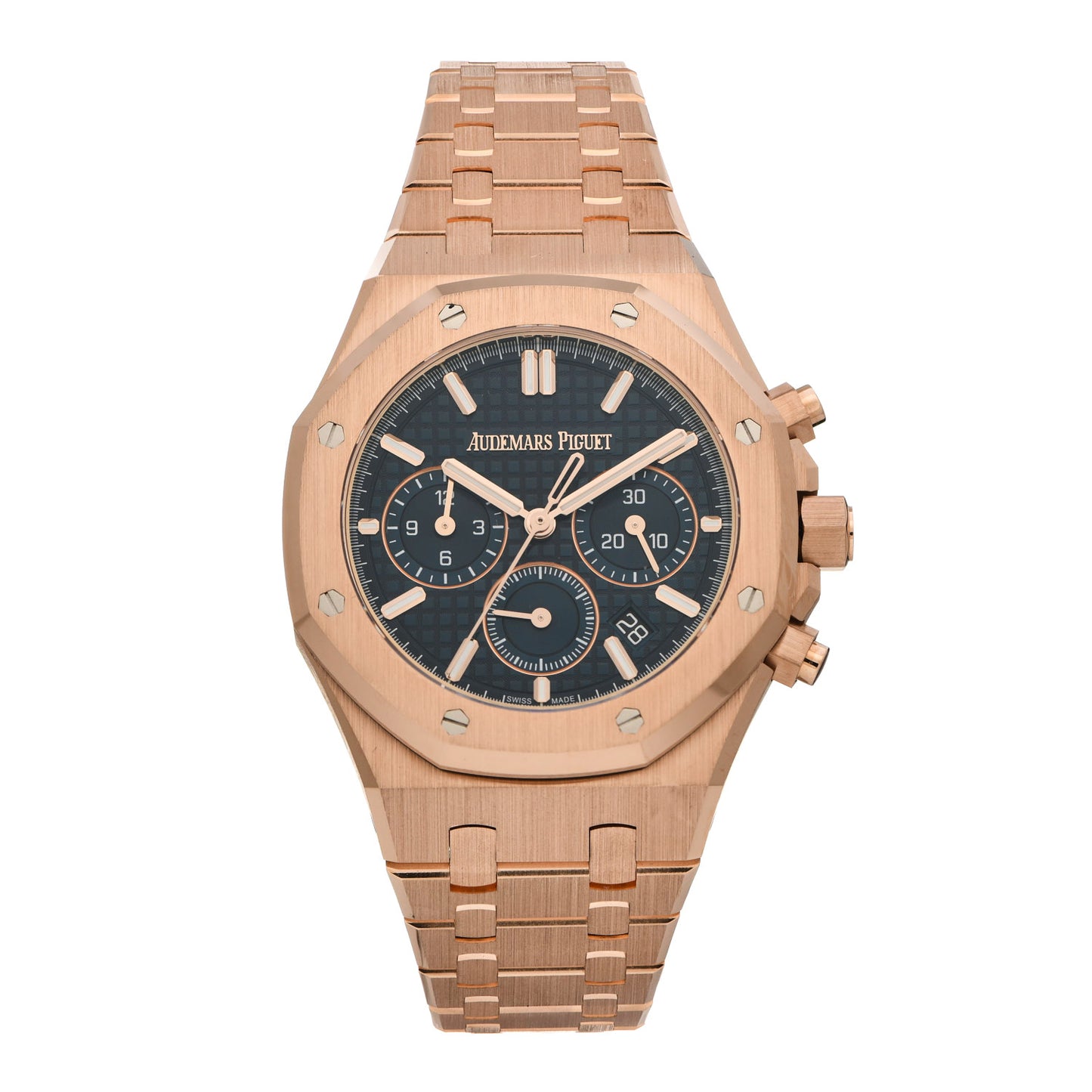 18K Rose Gold 38mm Royal Oak Chronograph Automatic Watch Blue 26715OR.OO.13560R.01