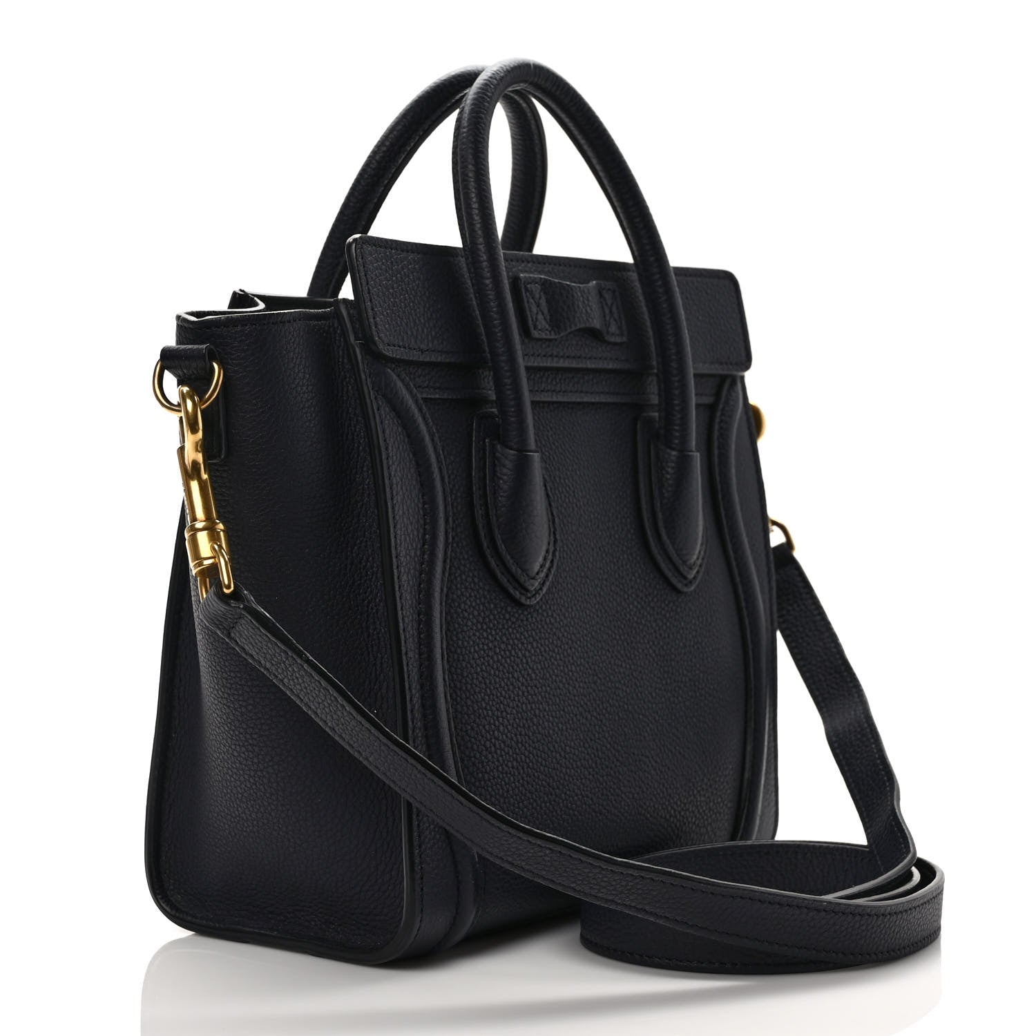Celine Drummed Calfskin Nano Luggage Navy Blue 3 of 9