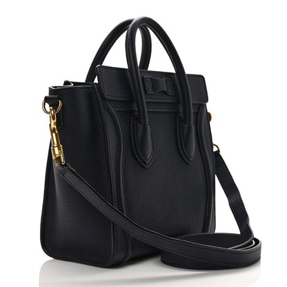 Celine Drummed Calfskin Nano Luggage Navy Blue 3 of 9