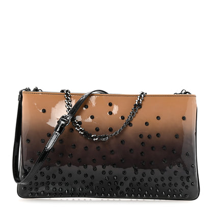 Christian Louboutin Patent Degrade Loubiposh Spiked Clutch Nude Black 1 of 9