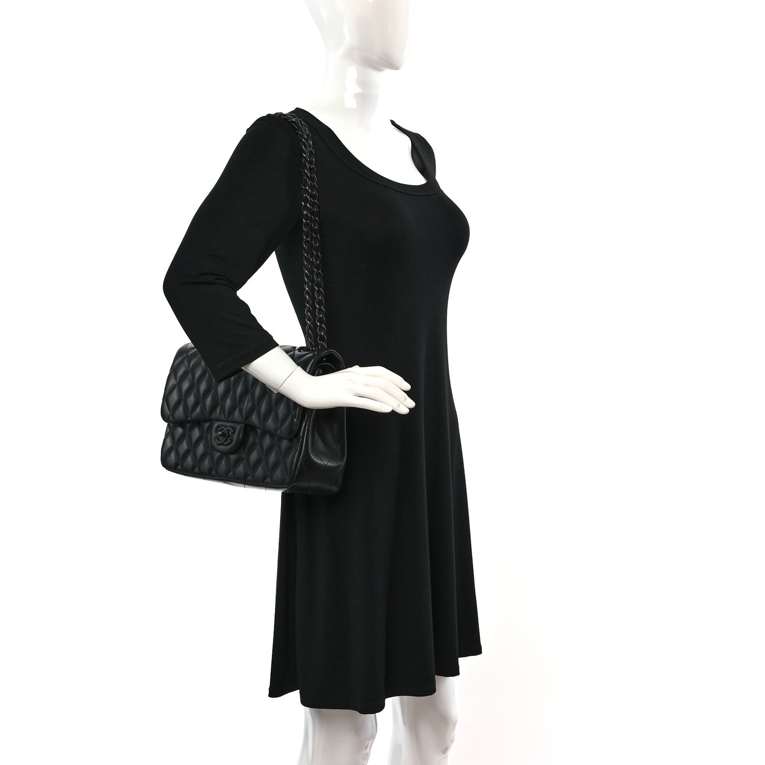 Chanel Lambskin Quilted Jumbo Double Flap So Black 2 of 16