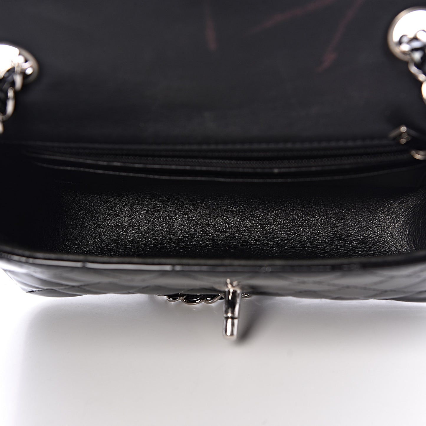 Patent Calfskin Quilted Mini Rectangular Flap Black