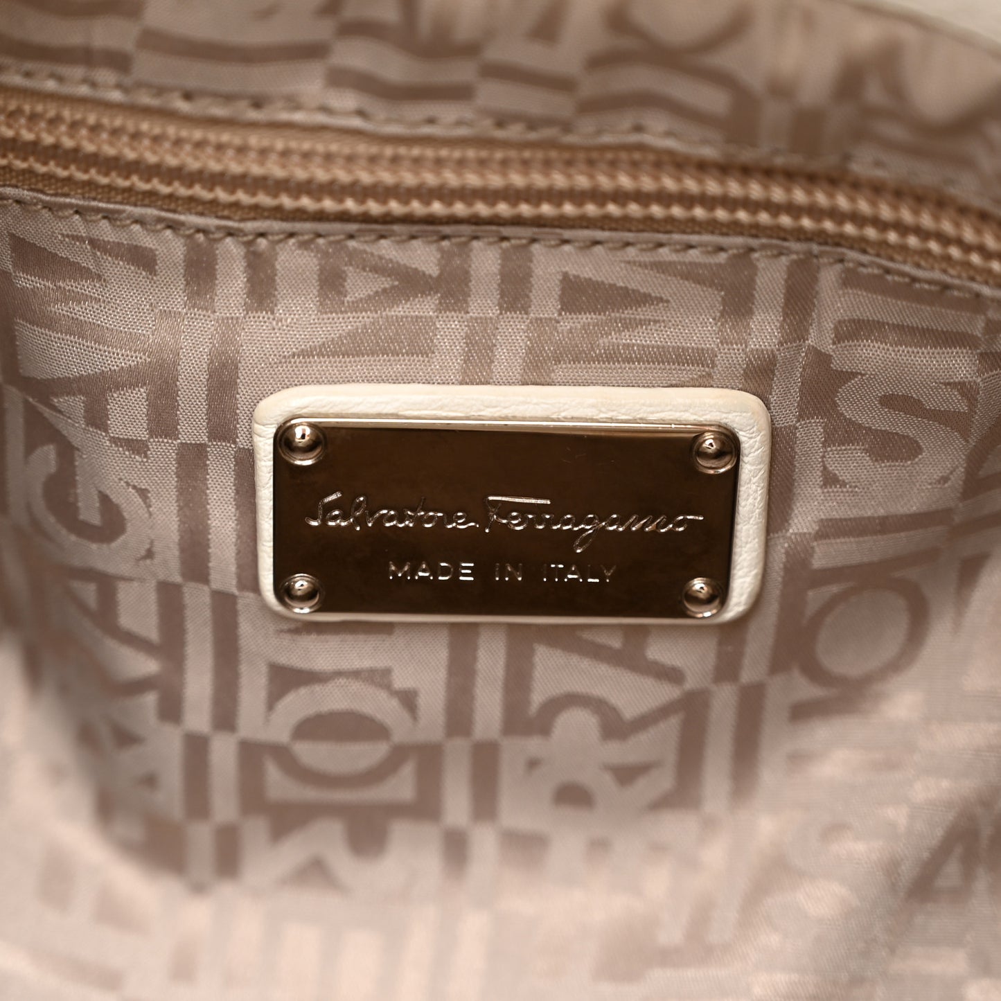 Grained Calfskin Gancini Shoulder Bag White