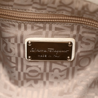 Salvatore Ferragamo Grained Calfskin Gancini Shoulder Bag White 6 of 12
