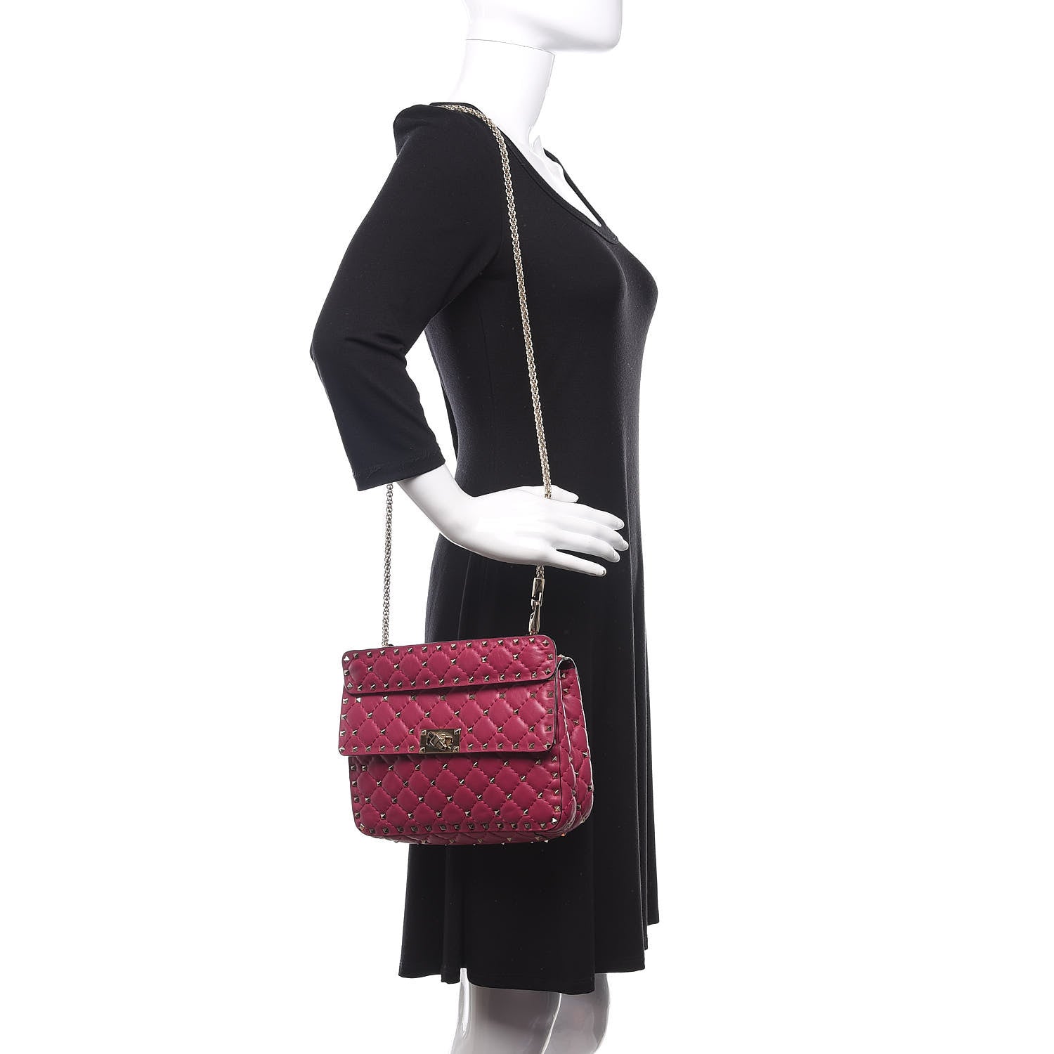 Valentino Garavani Nappa Medium Rockstud Spike Shoulder Bag Deep Cyclamin 2 of 12