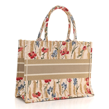 Christian Dior Canvas Embroidered Medium Hibiscus Book Tote Beige Multicolor 3 of 10