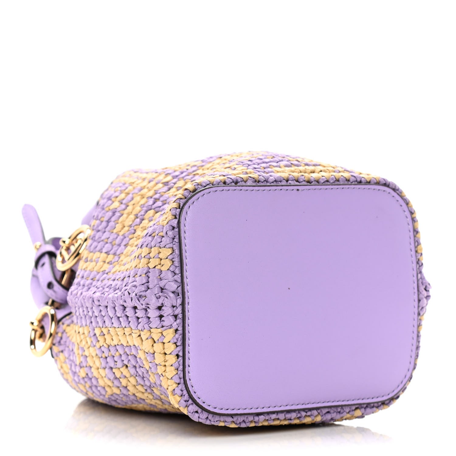 Fendi Raffia Vitello Seta F is Fendi FF Woven Mini Mon Tresor Bucket Bag Anemone Natural 5 of 15
