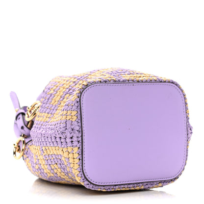 Fendi Raffia Vitello Seta F is Fendi FF Woven Mini Mon Tresor Bucket Bag Anemone Natural 5 of 15