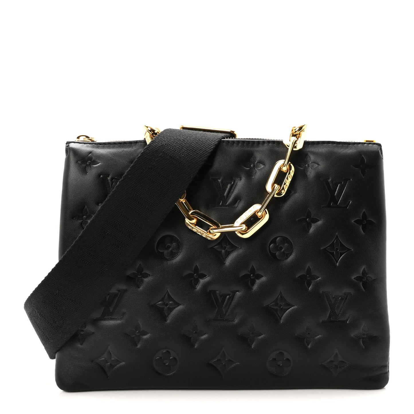Lambskin Embossed Monogram Coussin PM Black
