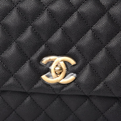 Chanel Caviar Lizard Embossed Quilted Small Coco Handle Flap Black 8 of 11